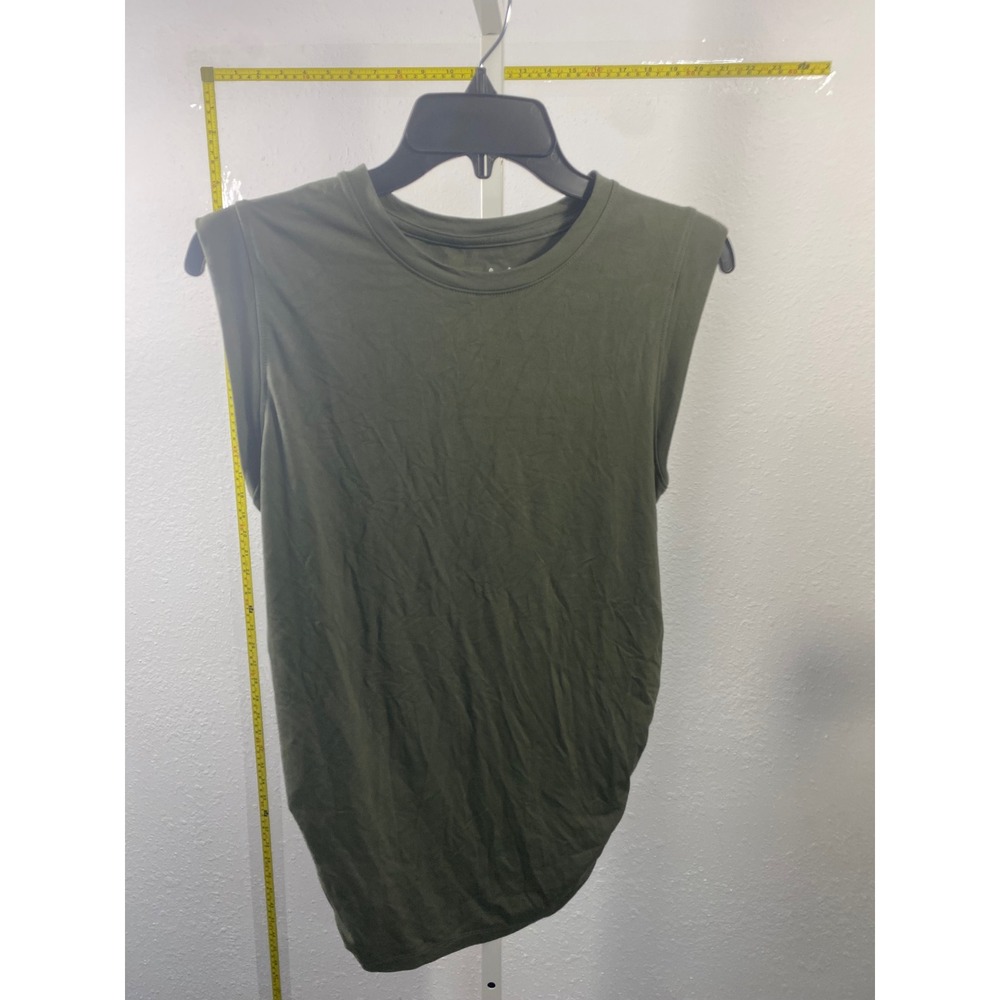 Isabel by Ingrid & Isabel Maternity Muscle Tank Top Olive Green Ruched Small